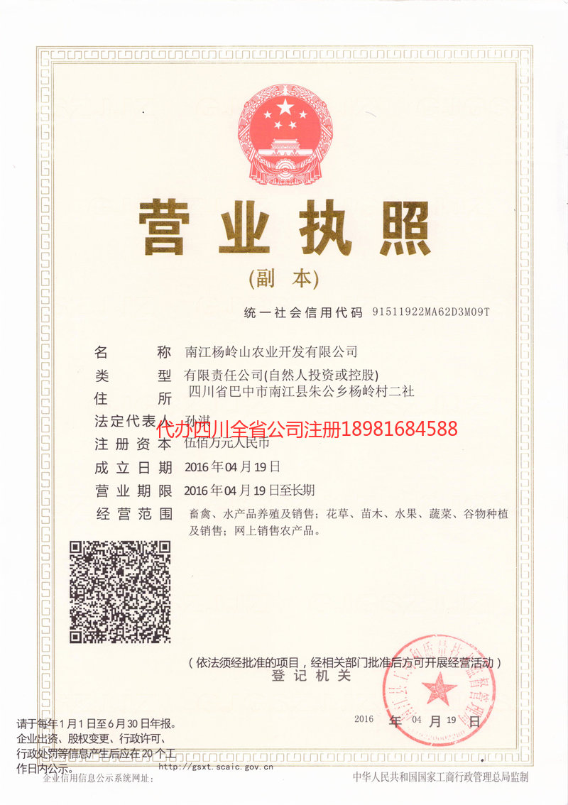 安康安康杨岭山农业开发有限公司